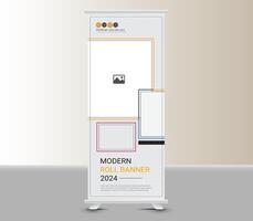 Roll up banner stand design template vector