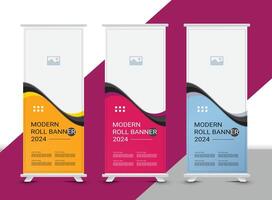 Modern roll up banner design template vector