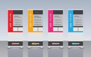 Modern geometric roll up banner template design vector