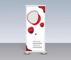Modern roll up banner with red and white design vector