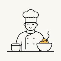 Chef Icon - Simple Illustration of a Cook with Food and Kitchenware vector