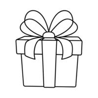 Gift Box Line Art Icon - Simple Illustration of a Present with Bow vector