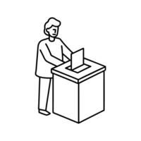 Voting Booth Line Art Icon - Simple Illustration of Person Casting a Vote vector
