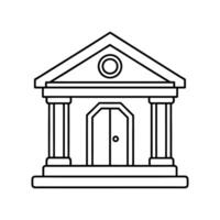 Bank Building Line Art Icon - Simple Illustration of a Classical Building with Columns vector