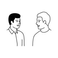 Two People Talking Line Art - Simple Illustration of Conversation and Communication vector