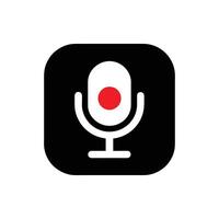 Microphone Icon - Simple Illustration of Audio Recording Symbol with Red Button vector
