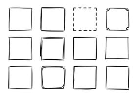 Hand drawn sketch frame . Simple doodle rectangle pencil frame border shape. Hand drawn doodle scribble border element for text quote template. Pencil brush stroke style. vector