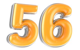 White And Yellow Number 56 3D Render png