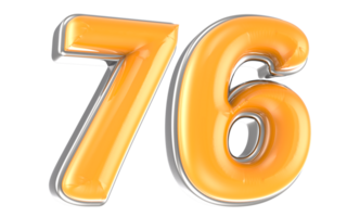 branco e amarelo número 76 3d render png