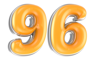 White And Yellow Number 96 3D Render png