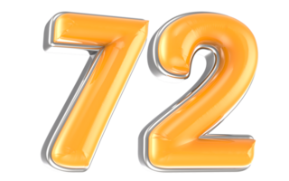 White And Yellow Number 72 3D Render png