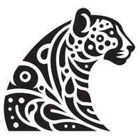 Cheetah Head Silhouette in Abstract Design with Dot and Line vector