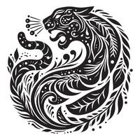 Silhouette Cute Leopard Illustration Art vector
