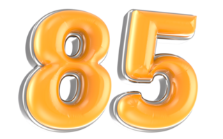 White And Yellow Number 85 3D Render png