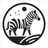 Abstract Zebra Silhouette Art on circle with Black and White Wildlife Design vector