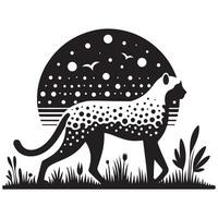 Cheetah Silhouette Minimalist Illustration Design vector