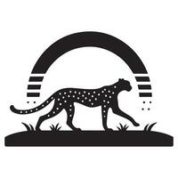 Minimlist Art Of Cheetah Silhouette vector