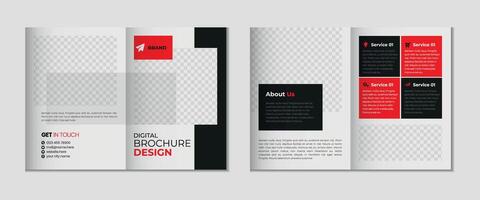 Two fold out brochures with black and red design vector