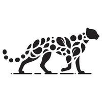 Stylized Cheetah Silhouette Illustration in Dot Art vector