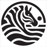 Abstract Zebra Silhouette Art on circle with Black and White Wildlife Design vector