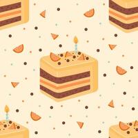Seamless pattern with birthday piece of cake vector