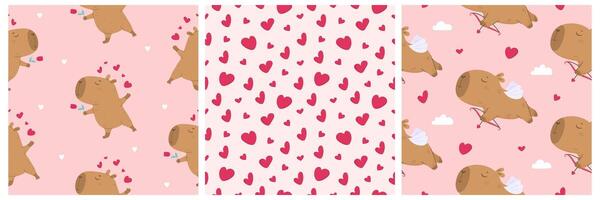Valentines day seamless pattern set vector