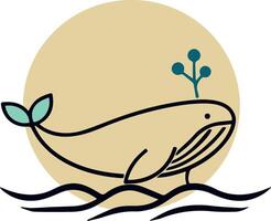 a whale with a flower on its head vector