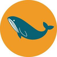 a whale is shown in a circle on an orange background vector