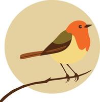 a bird sitting on a branch with a brown background vector
