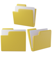 Yellow folders with white paper inside Ui icon png