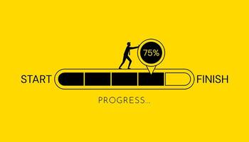 Task completion and project progress concept with advancing loading bar symbol, management and tracking strategies vector