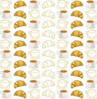 Croissant and coffee cup pattern design vector