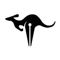 kangaroo with pen, education, art, smart symbol vector