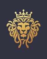 lion face with crown combine with medusa concept, strength and wisdom, intelligence and mystery vector