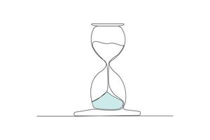 Simple hand-drawn hourglass one-line art drawing. Hourglass continuous outline vector
