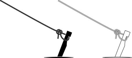 Tent peg with rope knot icon vector