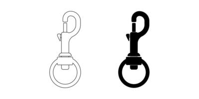 Swivel ring Bolt snap icon set isolated on white background vector