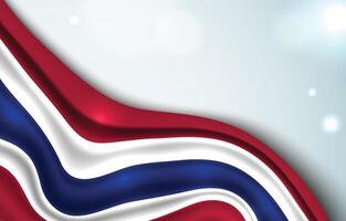 Flag of Thailand waving with bokeh and blue background vector