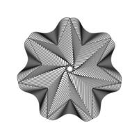 A black and white drawing of a star with a spiral pattern vector