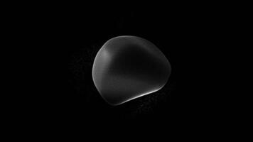 White liquid sphere of sand grains on isolated dust particle background. Abstract stereoscopic looped orb. Sphere morphing. Smooth bubble on black background. Random holographic 3d shapes 4k, 60fps. video