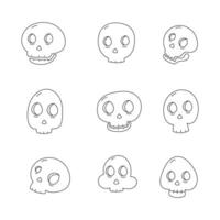 Skulls line icon collection. outline style elements. isolated illustration vector