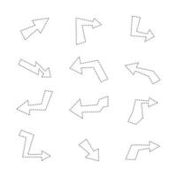 Arrow line icon collection. dotted line style. isolated illustration vector