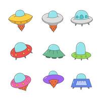 Spaceship UFO icon collection. flat style elements. isolated illustration vector