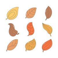 Autumn leaves icon collection. flat style elements. isolated illustration vector