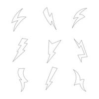 Thunder line icon collection. dotted line style. isolated illustration vector