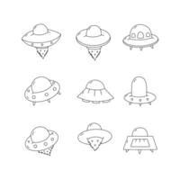 Spaceship UFO line icon collection. outline style. isolated illustration vector