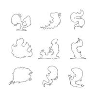 Smoke line icon collection. outline style elements. isolated illustration vector