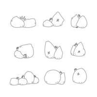 Stone line icon collection. outline style elements. isolated illustration vector