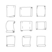 Scroll paper line icon collection. outline style elements. isolated illustration vector