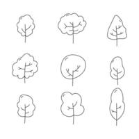 Tree line icons collection. outline style elements. isolated illustration vector